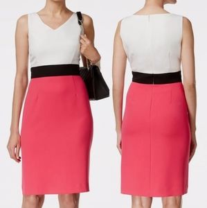 NWT Kasper color blocking sleeveless dress pink black and white size petite 8